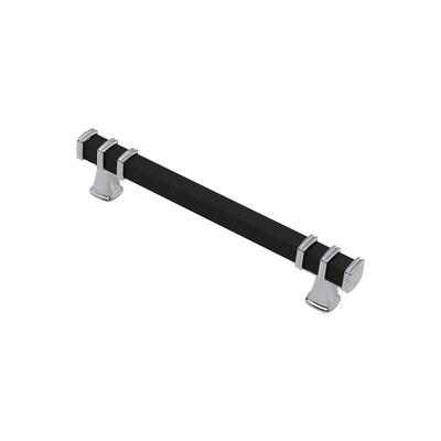 Ibico 964 | 12.8cm Yüzük Krom Kulp & Siyah Kare Çekmece Kulbu - Modern Mobilya Aksesuarı