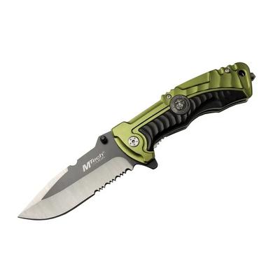 Mtech 4-12-1 Haki Kurtarma / Kamp Çakısı 21cm- Yarı Otomatik, Testere Detaylı, Cam Kırma Aparatlı, Kemerlikli