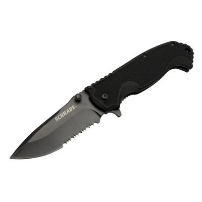 Schrade 5-1 Siyah Kamp Çakı 20cm- Yarı Otomatik, Testere Detaylı, Kemerlikli