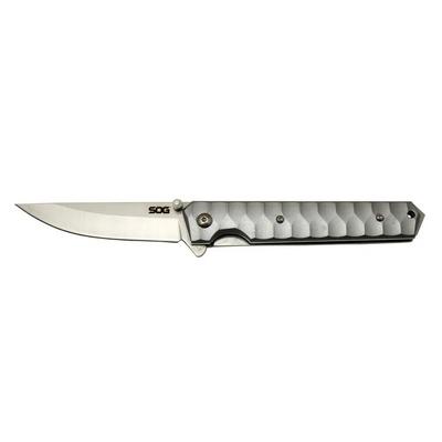 SOG Kendo 4010 Gri Kamp Çakı 21cm - Yarı Otomatik, Metal Sap, Kılıflı, Kemerlikli