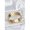 316L Çelik Gold Renk Ezme Zincir Model Kadın Kelepçe Bileklik - TJ-BB8074