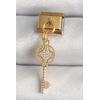 316L Çelik Gold Renk Sallantı Zirkon Taşlı Anahtar Model Nomination Charm - TJ-BC1347