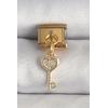 316L Çelik Gold Renk Sallantı Zirkon Taşlı Kalpli Anahtar Model Nomination Charm - TJ-BC1371