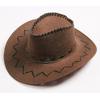 Bağcıklı Çocuk Boy Nubuk Süet Kovboy Şapkası Koyu Kahve Renk