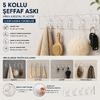 Baysa-136 5 Kollu Mika Kristal Şeffaf Askı 6.4x29.3 cm - Yapışkanlı Montaj