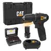 CAT DX1160 12Volt/2.0Ah Li-ion Çift Akülü Kömürsüz Profesyonel Şarjlı Darbeli Matkap + DA01901 32 Parça Aksesuar Seti