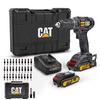 CAT DX155.1SET 18Volt/2.0Ah Li-ion Çift Akülü Profesyonel Şarjlı Darbeli Matkap + DA01901 32 Parça Vidalama Uç Seti