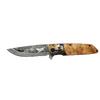 Columbia A2150A Kahve Kamp Çakısı 21cm- Manuel, Kurt Desenli, Ahşap Sap,Kemerlikli