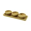 DMR Home DMR-8481 | 3 Parça Sunum Tepsili Mini Ahşap Bambu Lokumluk & Çerezlik Kase Seti - 6cm Çap
