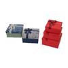 İbico İ12-091 Kare Çizgili Mix Renkli Karton Hediye Kutusu (Kurdaleli) 19-17-15cm (3'lü Set)