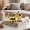İbico İ12-188 Kedi Figürlü Seramik Biblo - Gold Büyük Boy Dekoratif Süs Eşyası