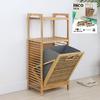 İbico İ21-081 2 Katlı Organizatör Raflı Kalın Ahşap Bambu Kirli Çamaşır Sepeti (40x35x95 cm)
