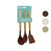 İBİCO İ22-009 ( 3PCS ) ( RENKLİ SİLİKON ) ( AHŞAP & BAMBU SAPLI ) MUTFAK SETİ ( KEPÇE & KAŞIK & SPATULA ) ( 30CM )*12X6