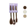 İBİCO İ22-011 ( 3PCS ) ( RENKLİ SİLİKON ) ( AHŞAP AKASYA SAPLI ) MUTFAK SETİ (YUMURTA FIRÇASI & MAKARNA KAŞIK & SPATULA) (27-30CM)*12X6