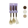 İbico İ22-013 Renkli Silikon Mutfak Seti - Ahşap Akasya Saplı (Kepçe, Kaşık, Spatula) 30cm