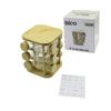 İBİCO İ22-129 12 Parça Kare Döner Standlı Cam Bambu Kapak Tuzluk & Baharatlık Seti Bambu Stand: 17x17cm Y: 21cm