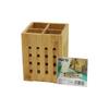 İbico İ22-245 4 Bölmeli Büyük Pencereli Kare Ahşap Bambu Kaşıklık Organizer 11x11cm