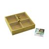 İBİCO İ22-263 Kare 4 Bölmeli Ahşap Bambu Servis Sunumluk Çok Amaçlı Kutu 22x22x5cm Mika Kapaklı