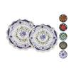 Mennur Home MNR-138 2'li Set Yuvarlak Papatya Tepsi (Kulplu, Renkli Desenli)