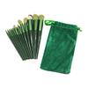 Mujgan MJGN-61C 13 Parça Makyaj Fırça Seti Yeşil Kadife Torbalı Plastik Saplı