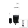 Orsa-990 Siyah & Metal Yuvarlak Kovalı WC Kağıtlık & WC Fırça Seti