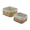 Pablito Home PBT-050 | 2'li Kare Bambu Organizer Sepet Seti - Ahşap Altlıklı, Bez Astarlı (21x21cm & 17x17cm)