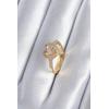 Pirinç Gold Renk Zirkon Taşlı Kalp Charm Model Kadın Yüzük - TJ-BYK2858