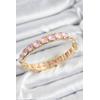 Pirinç Pembe Zirkon Taşlı Kare Model Gold Renk Lastikli Kadın Bileklik - TJ-BB7499