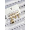 Pirinç Zirkon Taşlı Yıldız Ve Ay Model Gold Renk 3'lü Çift Kadın Küpe Set - TJ-BKP10833
