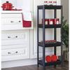 Shelf Unit OM-1016 4 Katlı Çukurlu Raf Ünitesi Siyah - Çok Amaçlı Plastik Dikdörtgen Depolama Rafı, Banyo Mutfak Organizeri