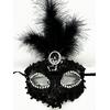 Siyah Renk Payetli Pullu Tüylü Parti Maskesi 17x20 cm