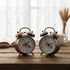 Twin Bell Alarm Clock BGC-52 Yuvarlak Masa Çalar Saat (Metal Kasa, Eskitme Desenli, Pilli & Işıklı, Çap: 10cm)