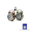 Twin Bell Alarm Clock BGC-7 Yuvarlak Masa Çalar Saat (Metal Kasa Eskitme) (Pilli & Işıklı) (Çap: 8cm)