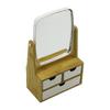 Wenken UR-3470 3 Çekmeceli Bambu Ahşap Standlı Makyaj Aynası ve Takılık Organizer