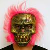 Wild Skull - Bakır Kafatası Pembe Saçlı İskelet Maske